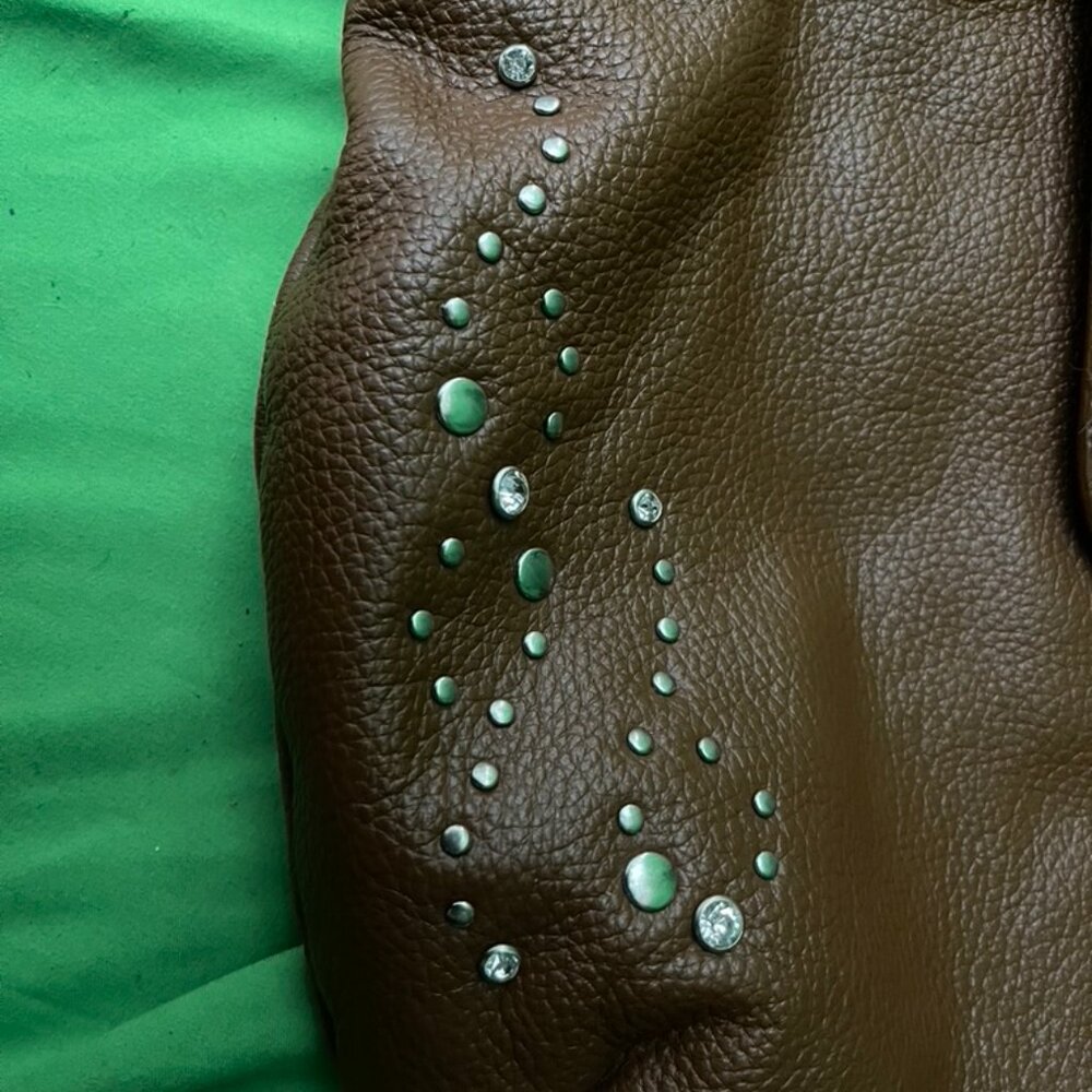 Vintage 80's Charm & Luck Metallic Shoulder Bag With Rhinestone Western Buckles - Picture 3 of 10
